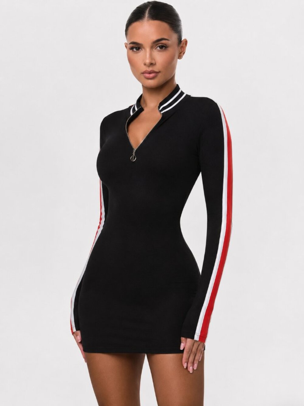 💥HOT ITEM💥 Black Bodycon Striped Sleeve Mini Dress